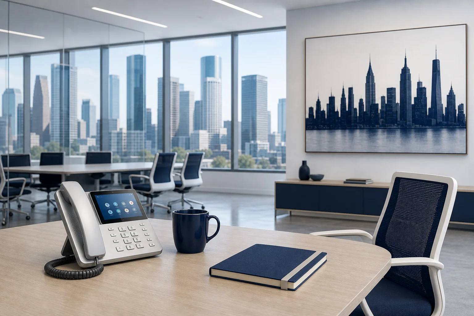 Premium Yealink IP phone on minimalist desk